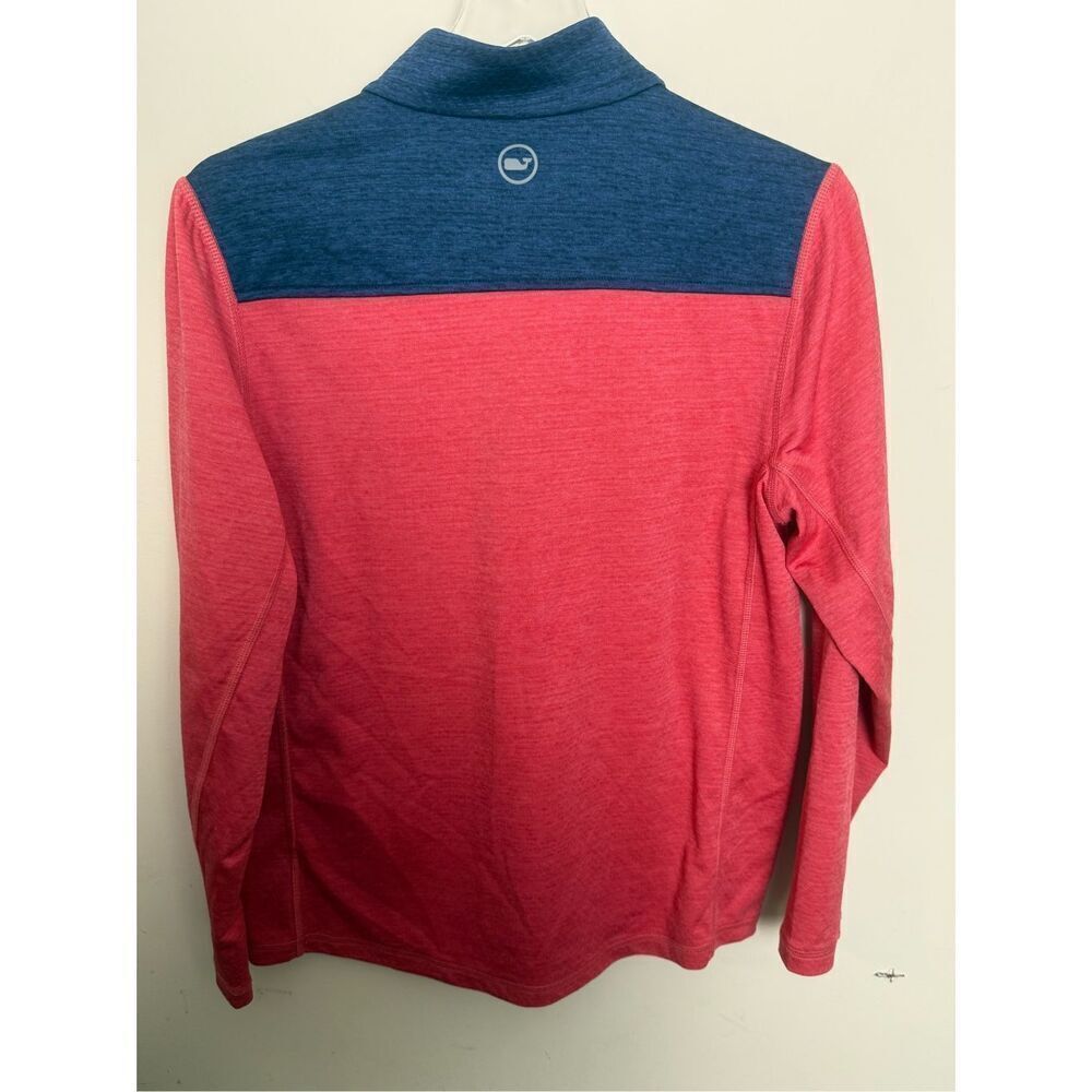 Vineyard Vines Shirt Boys XL/18 Red Blue Performance 1/4 Zip Sankaty Golf Whale - Picture 3 of 3